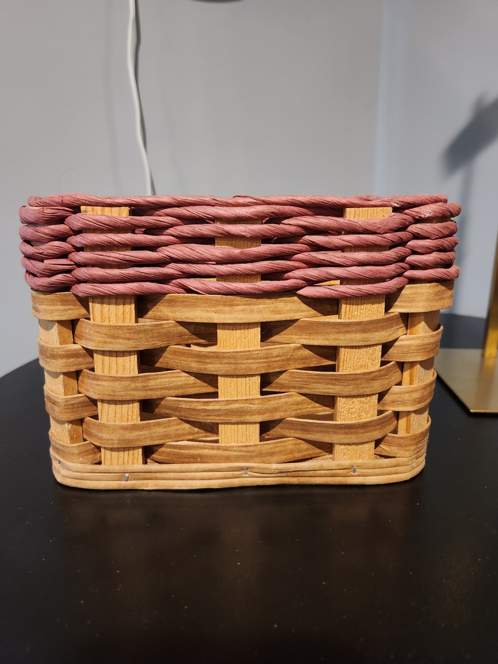 Woven Storage Basket with Rose Accent Trim